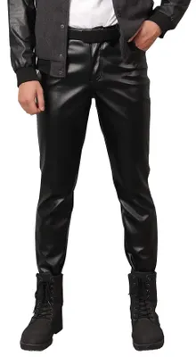 Productafbeelding van Heren Slim Fit Lederbroek - Lange Broek - Stretchbroek - Zachte Fleece Binnenkant