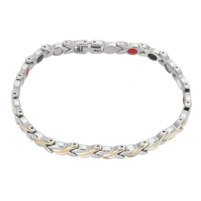 Image de Bracelet magnétique en acier titane pour femmes et filles - Bijou thérapeutique et de bien-être - Collier - Bracelet - Cadeau