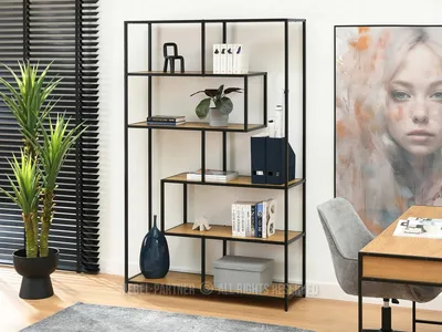 Obrázek produktu pro Designový policový regál EDUARD - dub / černý