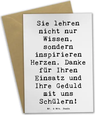 Produktbild von Mr. & Mrs. Panda Grußkarte Spruch Danke Lehrer - Weiß - Geschenk, hochzeitskarten, osterkarten, Aufmerksamkeit, Grußkarten, Bedanken, inspirieren, glückwunschkarten