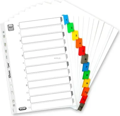 Image de Répertoire en carton mylar ELBA, chiffres, DIN A4, couleur, 12 pièces