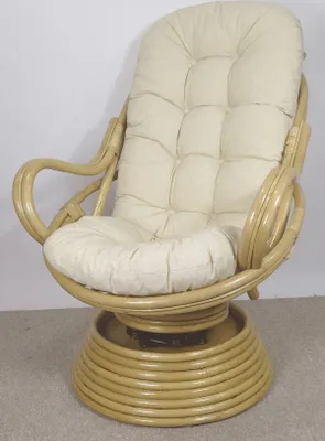 Produktbild von Rattan Drehsessel, Drehwippsessel Linda Fb. honig inkl. hochwertigen Polster beige