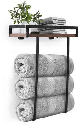 Image de Porte-serviettes en acier à fixation murale pour salle de bains