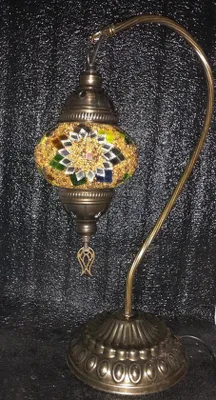 Immagine prodotto di Lampada da tavolo turca realizzata a mano in vetro con tessere di mosaico - lampada da comodino orientale alta circa 45 cm