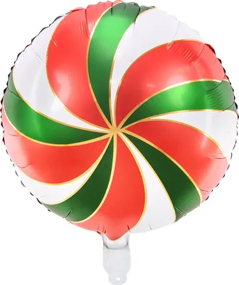 Produktbild von Folienballon Bonbon rund 35cm Weiß / Rot / Grün / Gold