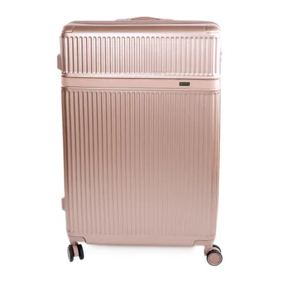 Imagen del producto de Maleta de viaje grande con cubierta rígida de 28" (XL), fabricada en ABS, con 4 ruedas, cerradura numérica, extensible, color rosa dorado, marca Solier NOKIRO STL976