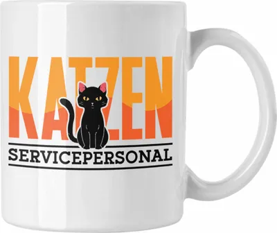 Produktbild von Trendation - Katzen Servicepersonal Tasse Geschenkidee Lustig Spruch Katzenbesitzer KatzenMama (Weiß)