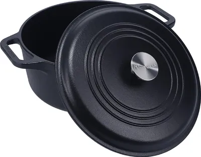 Obrázok produktu pre Victoria 33811 Indukčná liatinová rúra Dutch Oven 27 cm Hrniec na pečenie chleba 5,7 l Bez PTFE čierna