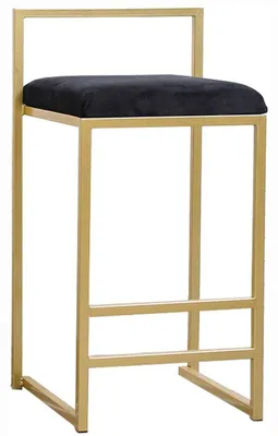 Imagen del producto de Moderno taburete de bar con tapizado de terciopelo y estructura dorada