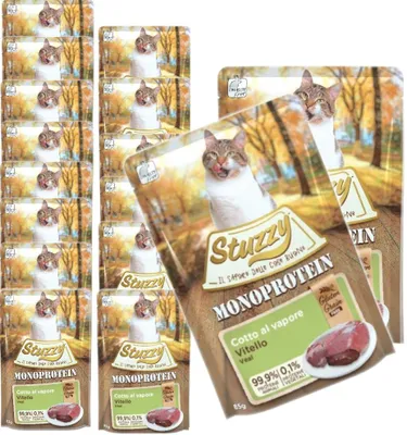 Zdjęcie produktu dla Mokra karma dla kota STUZZY Monoprotein CIELĘCINA dorosłe koty 16x85g
