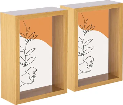 Produktbild von Nicola Spring 3D Deep Box Fotorahmen - stehendes hängendes Handwerk Schattenbildanzeige - 5 x 7 "- Hellholz - Pack von 2