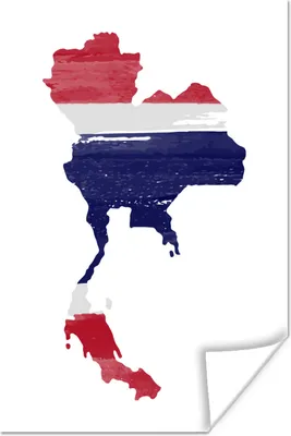 Produktbild von MuchoWow® Poster Karte mit Flagge Thailand 40x60 cm - Plakate für die Wand - Poster Babyzimmer