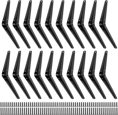 Immagine prodotto di Porta-piastrelle da parete a 20 piastrelle - 150 x 200 mm - Supporti robusti - Nero - Metallo - Angolo a 90 gradi con viti
