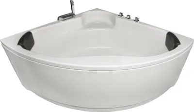 Produktbild von Basera Eck-Badewanne Futuna 140 x 140 cm mit Wasserfall, LED-Ambiente und Kopfstützen