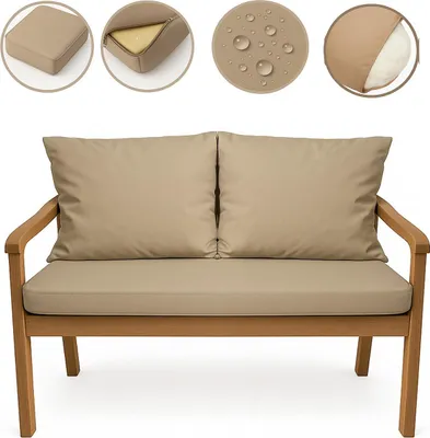 Obrázok produktu pre Vankúše na záhradnú lavicu Béžový, Sedák 120x60x7 + operadlo 2x 56x50cm | vankúš na záhradnú hojdačku | Podušky na záhradnú pohovku pre 2 osoby