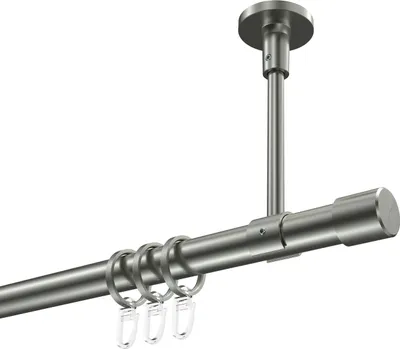 Produktbild von Interdeco Gardinenstange / Vorhangstange Edelstahl-Optik, Typ Sonette Santo (Kappe) Deckenmontage, 20 mm Ø 1-läufig, 320 cm