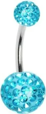 Produktbild von Karisma Bauchnabel Piercing Mit Kristallsteine 5/8mm Kugeln Beschichtet- Aqua