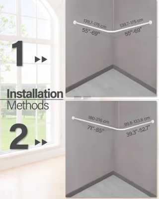 Obrázok produktu pre Tyč na sprchový záves 99-175x139-216 cm, biela, pre kúpeľňu