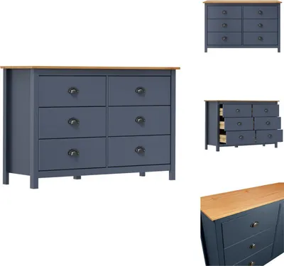 Produktbild von vidaXL Sideboard Hill Grau 125x40x80 cm Massivholz Kiefer -  Sideboards