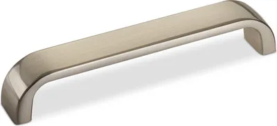 A single cabinet handle with a brushed silver finish.