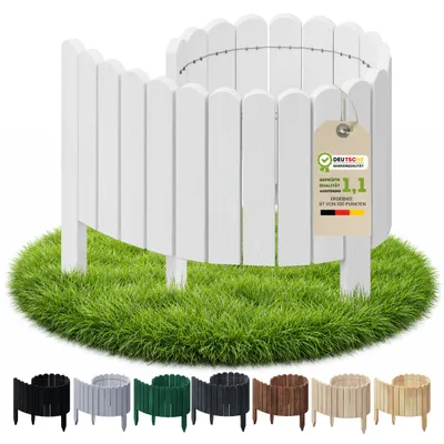 Produktbild von Floranica Beetumrandung Beeteinfassung 20 x 100 cm Weiß Rasenkante Holz Gartenzaun Holzzaun flexibler Rollborder