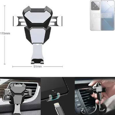 Produktbild von K-S-Trade Lüftungshalterung kompatibel mit Xiaomi 14 kompakte Handy-Halterung Lüftungsschlitz Lüftungsgitter Autohalterung KFZ Auto-Halterung