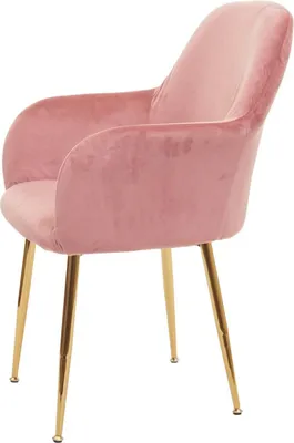 Image de lot de 6 chaises de salle à manger HWC-F18, chaise de cuisine, design rétro ~ velours vieux rose, pieds dorés
