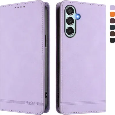 Produktbild von Hülle für Samsung Galaxy M34 5G, Retro Kunstleder Ständer Klapphülle mit Kartenfächer und Magnetische Violett