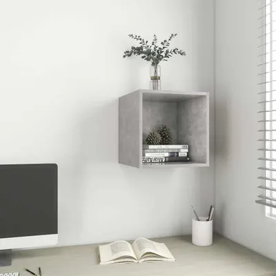 Obrázek produktu pro Maison Exclusive – Nástěnná skříňka, betonová šedá barva, 37x37x37 cm, materiál: dřevovláknitá deska
