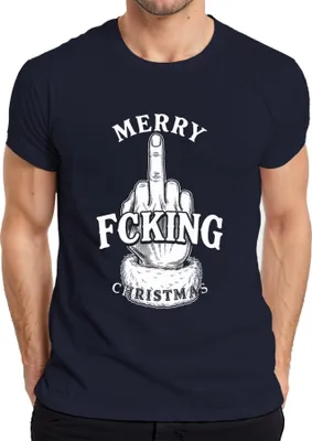 Produktbild von MERRY FCKING CHRISTMAS Mittelfinger sarkastisch Weihnachten frech Herren T-Shirt, Navy, 3XL