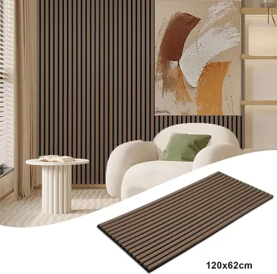 Produktbild von Hengda Akustikpaneel Wandpaneel Moderne Wandpaneele Akustik HolzwandHolz 1 Paneele MDF Wandpaneele 120x60x2.1cm Walnuss