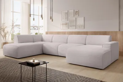 Image de AX LIVING Canapé XXL en forme de U Didim creme 378cm de large moderne & généreux G