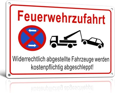 Produktbild von Parkverbotsschild Feuerwehrzufahrt, Reflektierendes Aluminium, Für Parken, Sicherheit
