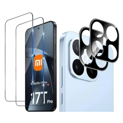 Produktbild von CLM-Tech 4er Set Panzerglas kompatibel mit Xiaomi 17T Pro - 2X Panzerfolie + 2X Kameraschutz Kameraglas Displayschutz 9H Glas - Folie kristallklar