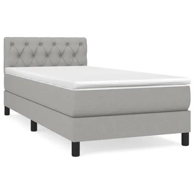 Produktbild von Boxspringbett mit Matratze Hellgrau 80x200 cm Stoff