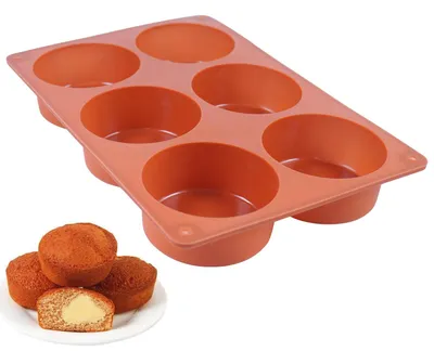 Produktbild von Silikon-Kuchenform - 6 Mulden - Für Cupcakes, Seifen, Muffins und Kuchen - 7,8 cm - 1 Stück
