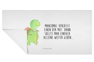 Produktbild von Mr. & Mrs. Panda Handtuch Schildkröte Wanderer - Weiß - Geschenk, Schildkröten, Rucksack, Motivationssprüche, gesichtstuch, Flauschtuch, 50x100, baumwolle