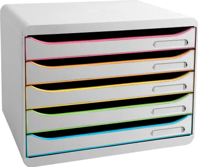 Imagen del producto de Exacompta, módulo de clasificación BigBoxPlus, 5 cajones, acabado brillante, blanco/diseño "arlequín", referencia 308913D