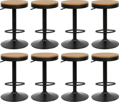 Image de lot de 8 tabourets de bar Chaise de bar en bois Tabouret de comptoir Chaises de cuisine
