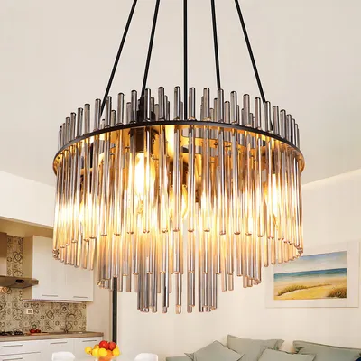 Immagine prodotto di ZMH lampada a sospensione tavolo da pranzo lampada a sospensione 5 fiamme E27 lampada a sospensione in vetro Ø 40 cm lampada sala da pranzo oro per sala da pranzo caffè bar cucina camera da letto (senza lampadina)