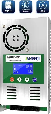 Obrázek produktu pro Solární regulátor nabíjení, 60A MPPT, možnost použití chytrých zařízení, ANJ-48V-60A