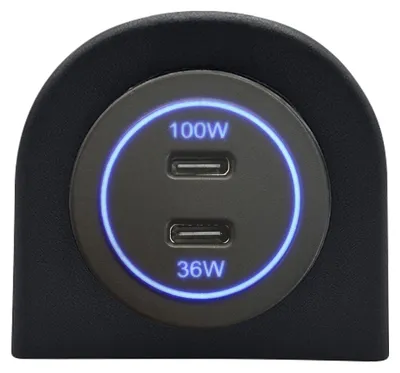 Produktbild von ProRide 12-24V USB-C Autolader 2 Anschlüsse 100W+36W Blau Einzelpaneel