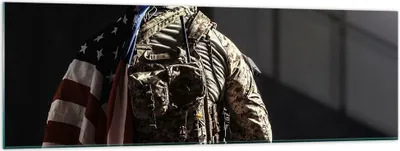 Produktbild von Bilder auf glas - Soldat Armee - 160x50cm - Glasbilder - Wandbilder - Kunstdruck - zum Aufhängen bereit - Wanddekoration aus Glas - Glas Bilder - Wandbild auf Glas - Einteilig - GAB160x50-4064