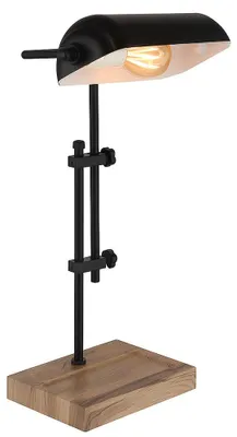 Produktbild von LED Tischleuchte, schwarz, Holzoptik, Höhe verstellbar, H 50 cm
