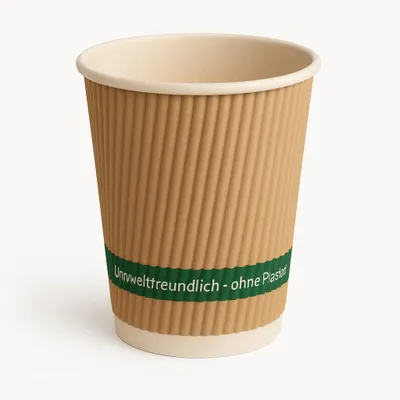 Produktbild von Riffelbecher 200ml Hellbraun 1000 Stück Doppelwand Pappbecher Ripple-Wall | Kaffeebecher doppelwandig | Coffee to go | 8oz | Hartpapierbecher