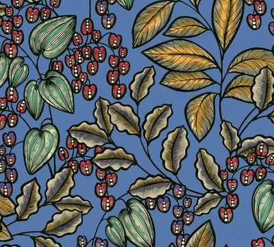 Produktbild von Architects Paper Blumentapete Floral Impression florale Tapete Vliestapete blau gelb rot schwarz 10,05 m x 0,53 m