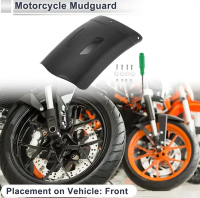 Produktbild von Plastik Motorrad Kotflügel Vorderreifen Schutzblech Spritzschutz Rad Abdeckung 1 Set Schwarz 01 mit Montage Werkzeug und Montageschrauben 22x11cm