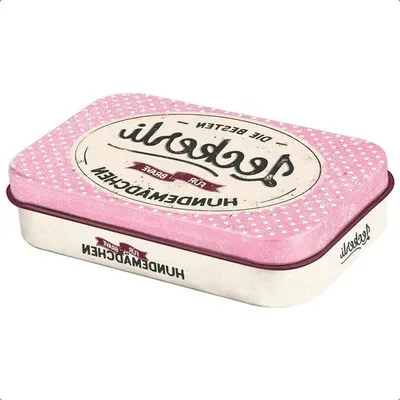 Immagine prodotto di Ciotola per cani in stile retrò, dimensioni 6 x 95 x 2 cm - Ciotole per cani - Idea regalo per i proprietari di cani - Contenitore per croccantini in stile vintage - Scatola per croccantini dal design antico con un tocco vintage