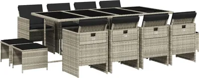 Obrázok produktu pre vidaXL 13-dielny záhradný jedálenský set s vankúšmi svetlosivý polyratan