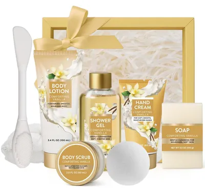 Immagine prodotto di Set regalo per donne, composto da bagnoschiuma, lozione corpo e altri prodotti, 8 pezzi, profumo alla vaniglia